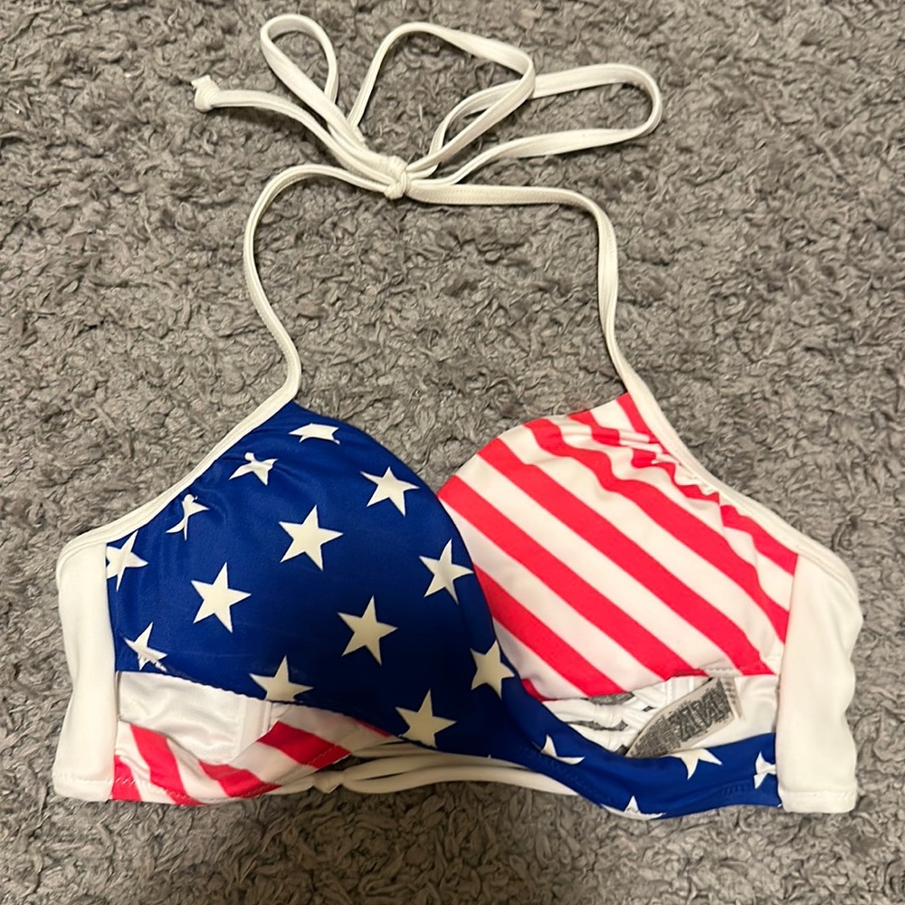 PINK American Flag halter bikini top